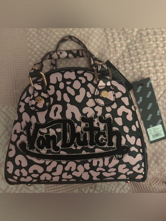 Von Dutch Handbags - Von Dutch Women's Crossbody Hand Bag Pink Cheetah Bowling Bag NWT